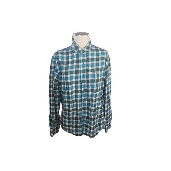 J. Crew long sleeve Plaid flannel blue green Unisex - Picture 1 of 3